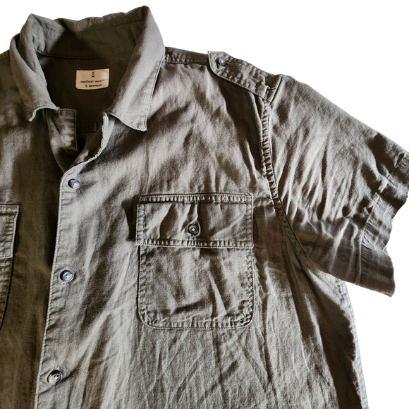 Mens Mutual Weave Short Sleeve Button Up Shirt Surplus Military Safari Green XL - Picture 4 of 13
